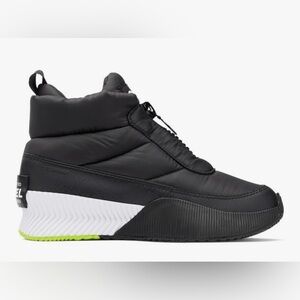 Sorel Out ‘N About III Puffy Zip Waterproof Insulated Boots in Black & White